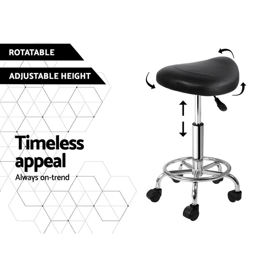 Salon Stool Saddle Swivel Chair Black