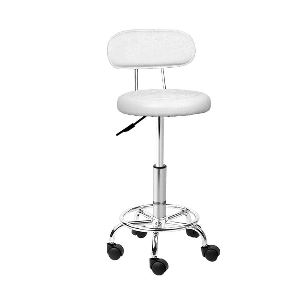 Salon Stool Swivel Chair Backrest White