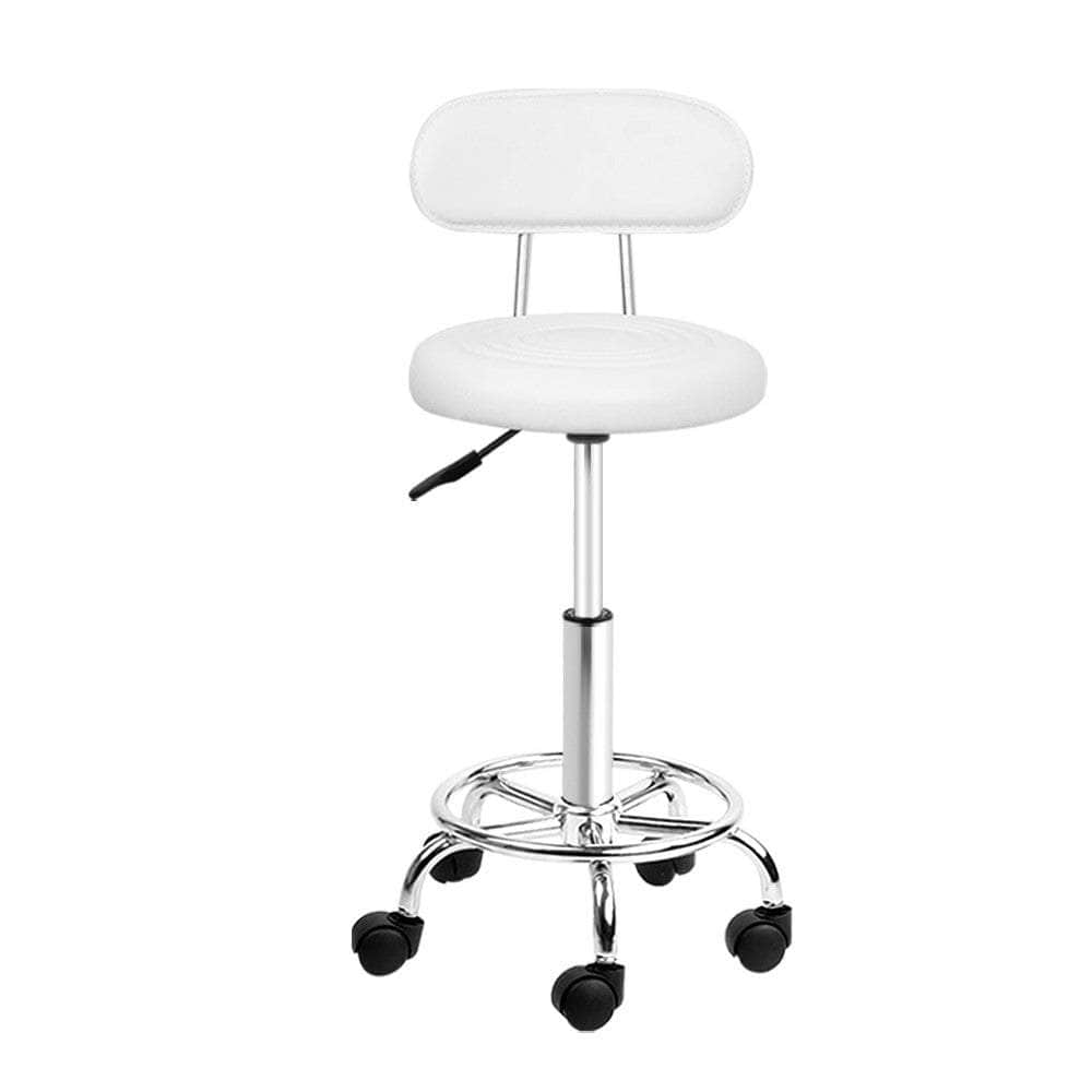 Salon Stool Swivel Chair Backrest White