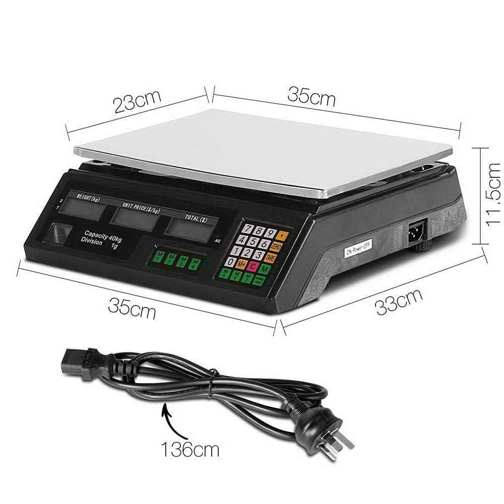 Scales Digital Kitchen 40Kg Weighing Scales Platform Scales Lcd Black