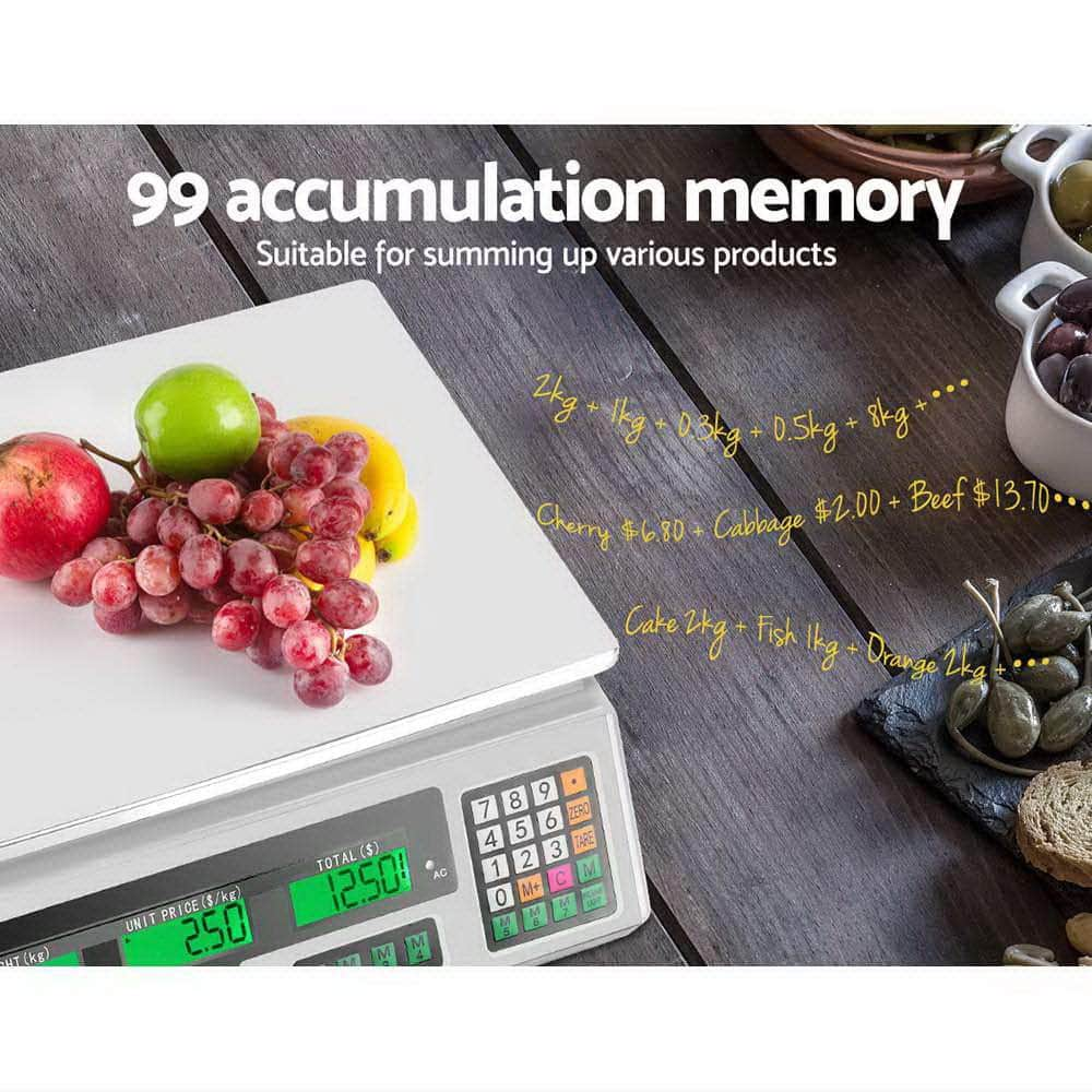 Scales Digital Kitchen 40Kg Weighing Scales Platform Scales Lcd White