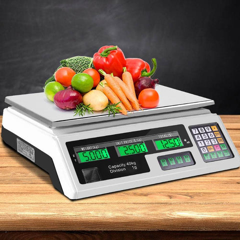 Scales Digital Kitchen 40Kg Weighing Scales Platform Scales Lcd White