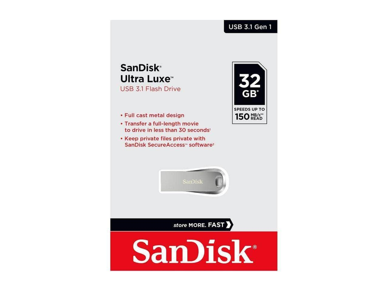 Sdcz74-032G-G46 32G  Ultra Luxe Pen Drive 150Mb Usb 3.0 Metal