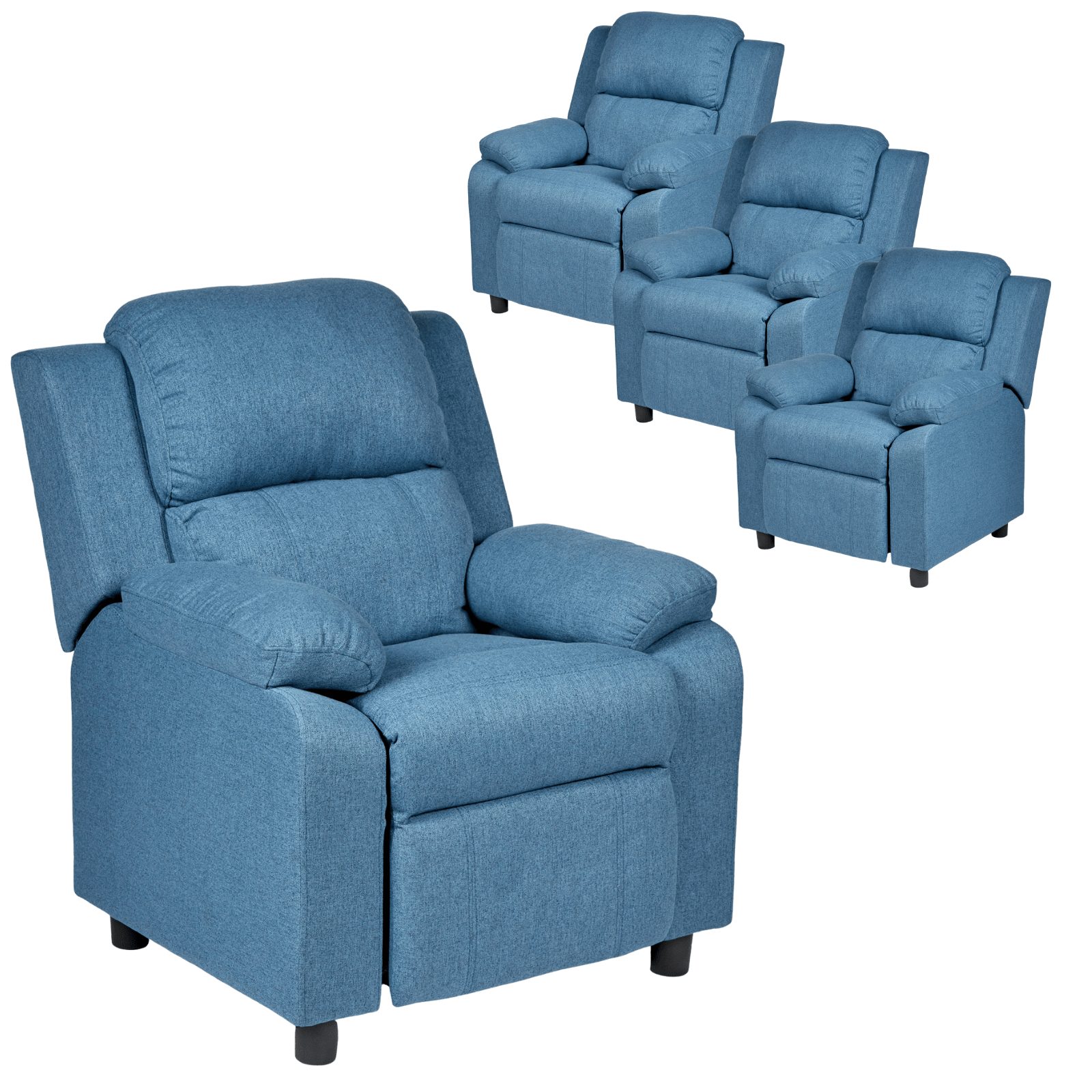 Set Of 1/2/4 Erika Navy Blue Adult Recliner Sofa Chair