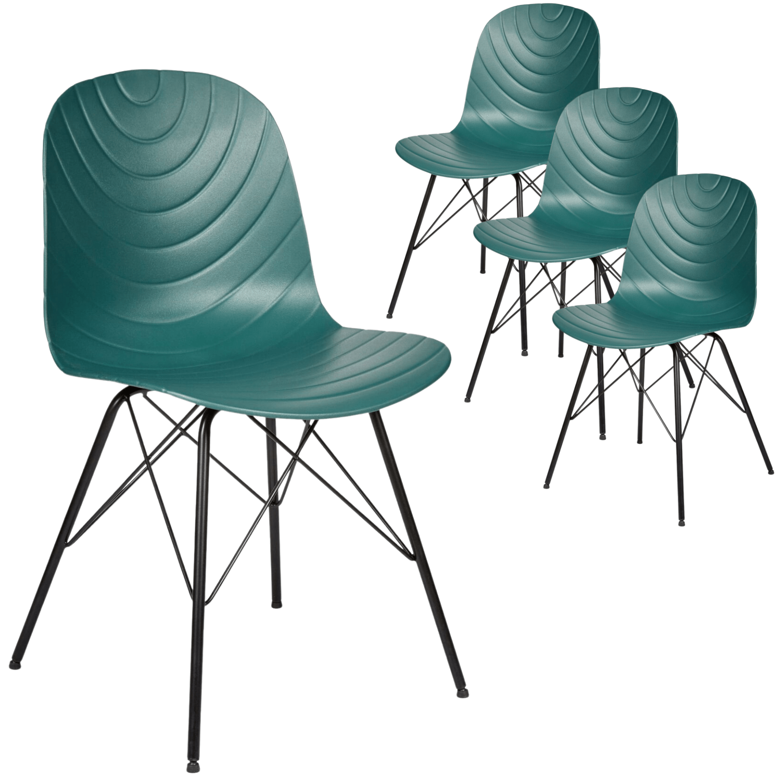 Set Of 2/4/6 Modern Republica Dining Chair - Dark Green