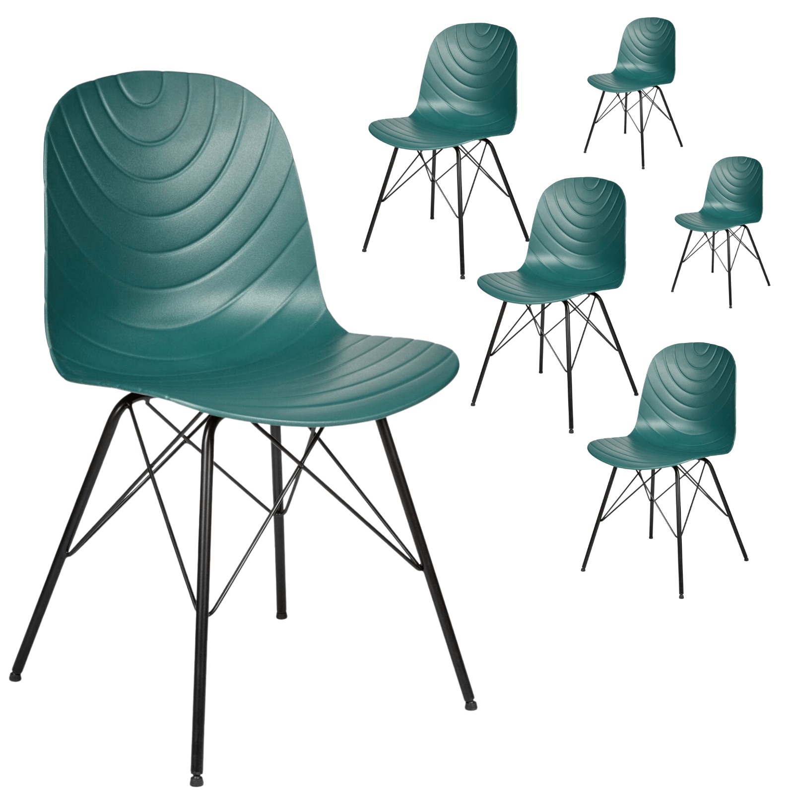 Set Of 2/4/6 Modern Republica Dining Chair - Dark Green