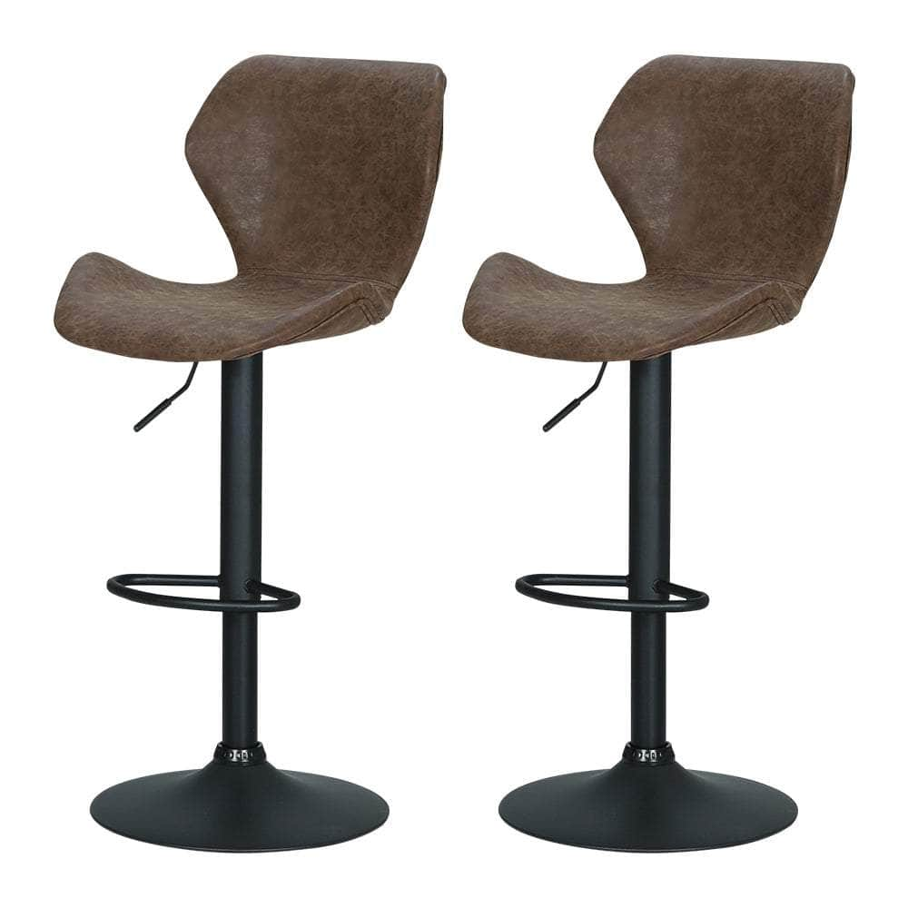 Set of 2 Bar Stools Kitchen Stool Chairs Metal Barstool Swivel Brown Frawley