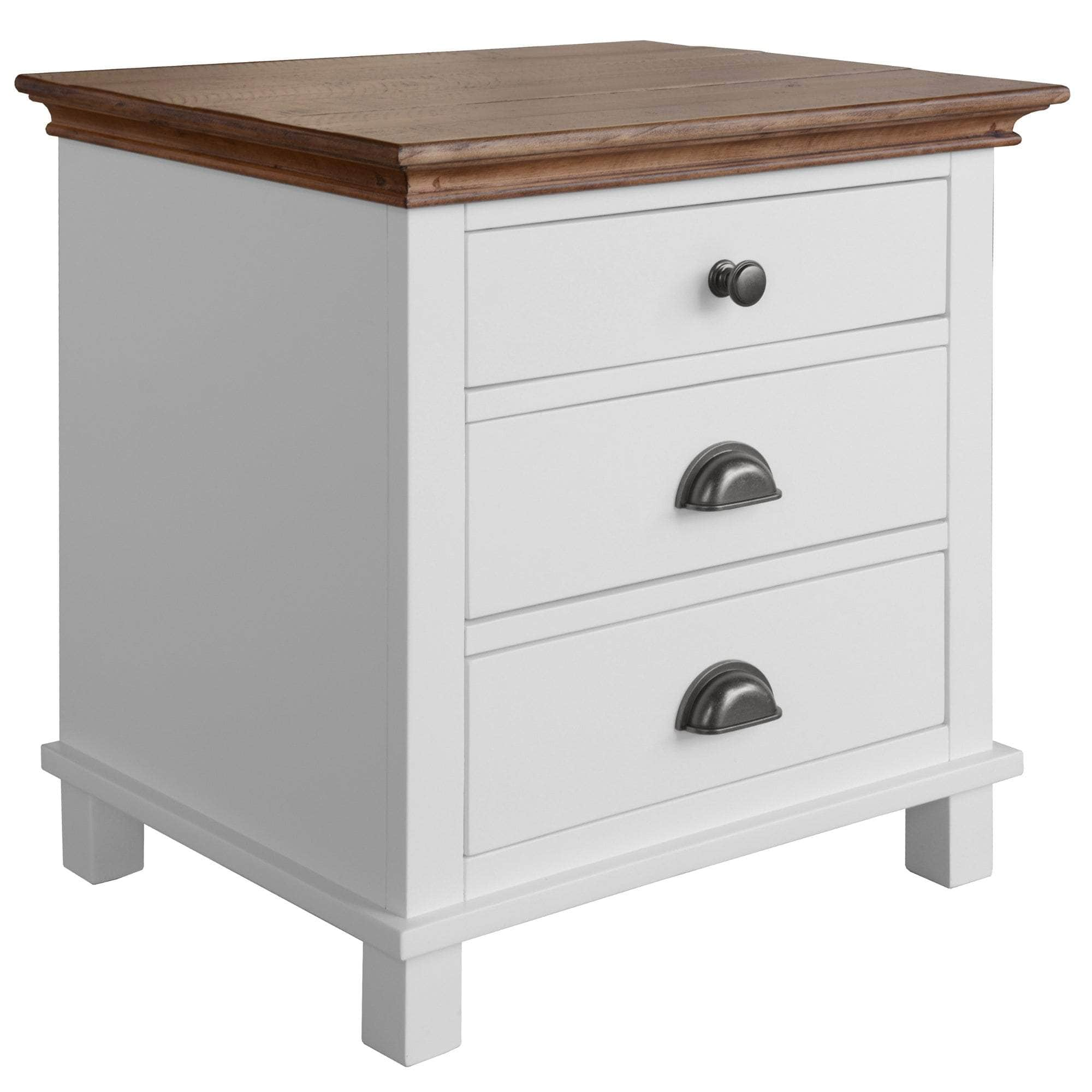 Set of 2 Bedside Nightstand 3 Drawers Storage Cabinet Side Table -White