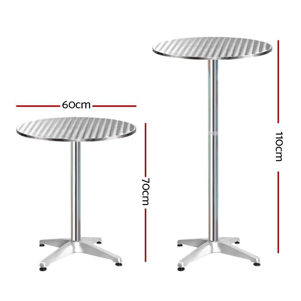 Set Of 2 Outdoor Bar Table Aluminium Round 70/110Cm