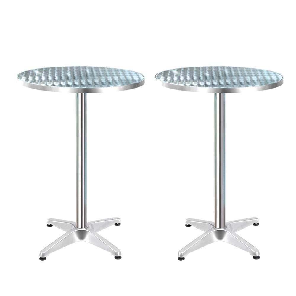 Set Of 2 Outdoor Bar Table Aluminium Round 70/110Cm