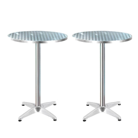 Set Of 2 Outdoor Bar Table Aluminium Round 70/110Cm