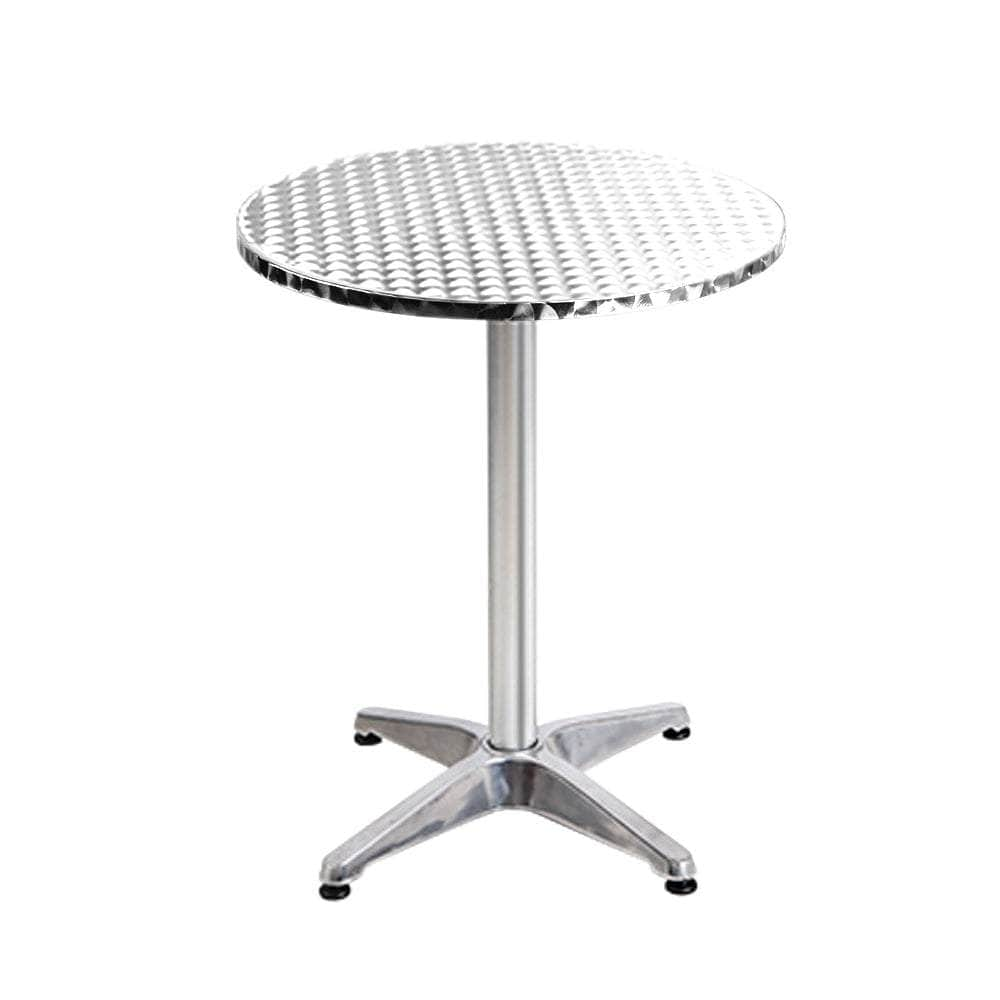 Set Of 2 Outdoor Bar Table Aluminium Round 70/110Cm