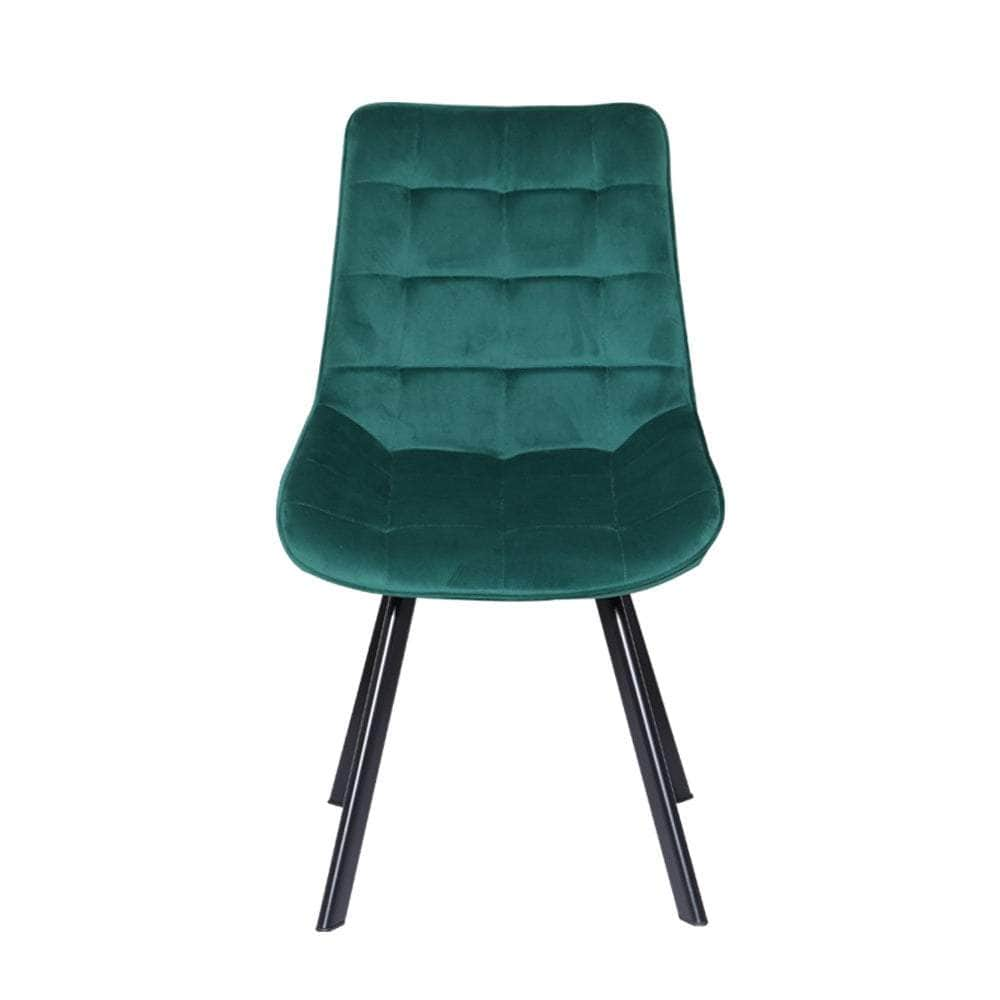 Set of 2 Reith Dining Chairs Kitchen Cafe Chairs Velvet Upholstered Green