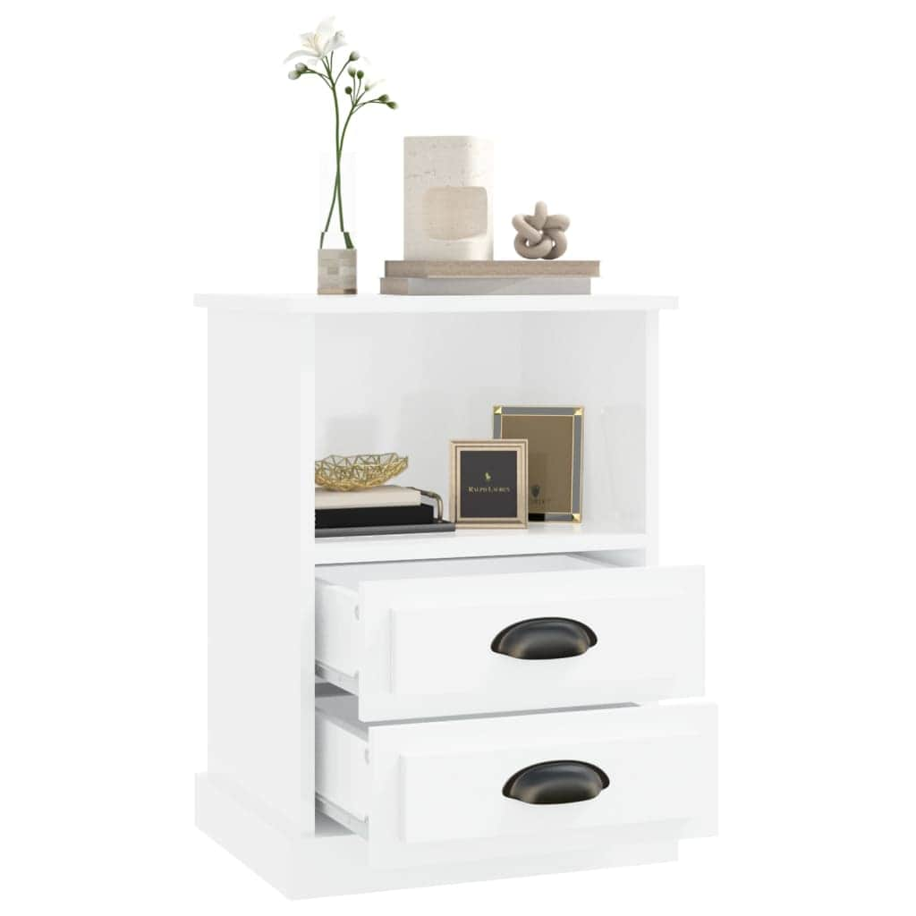 Set of 2 White Bedside Cabinets