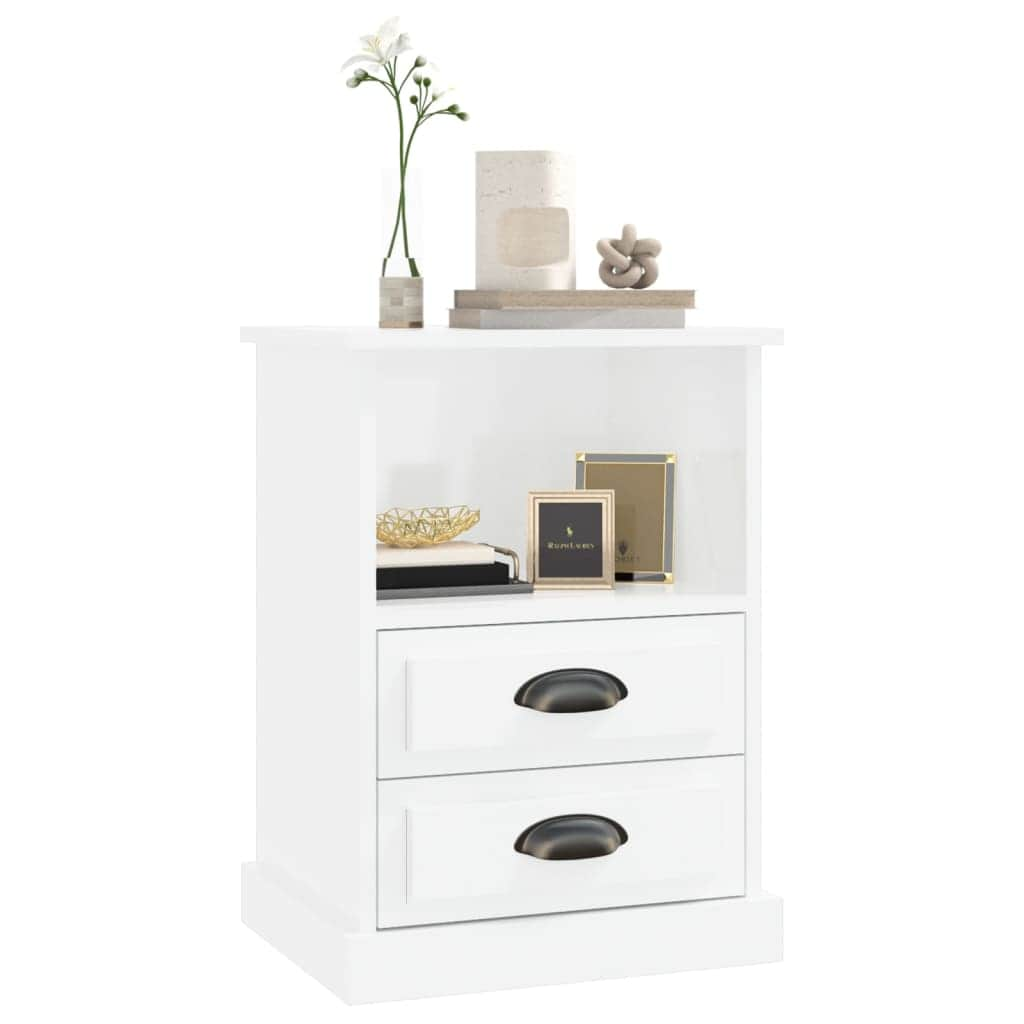 Set of 2 White Bedside Cabinets