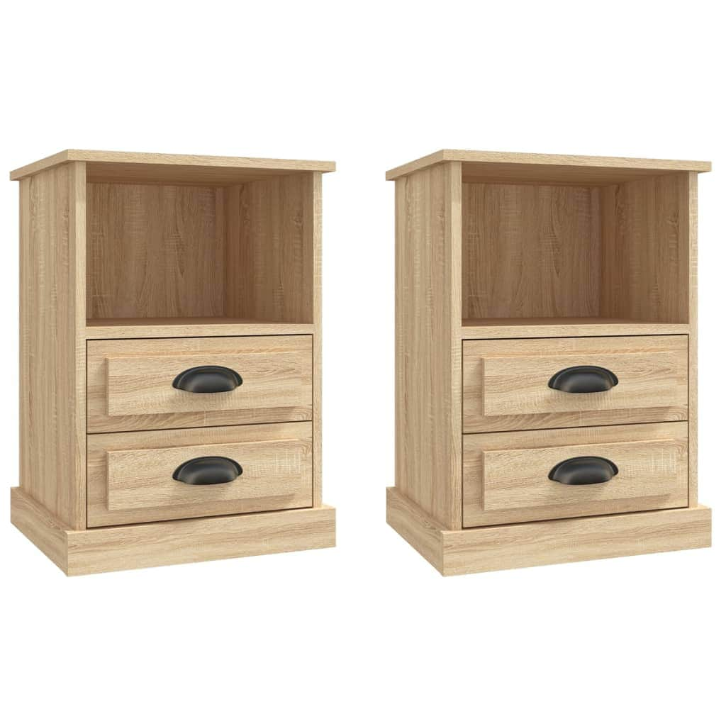 Set of 2 White Bedside Cabinets