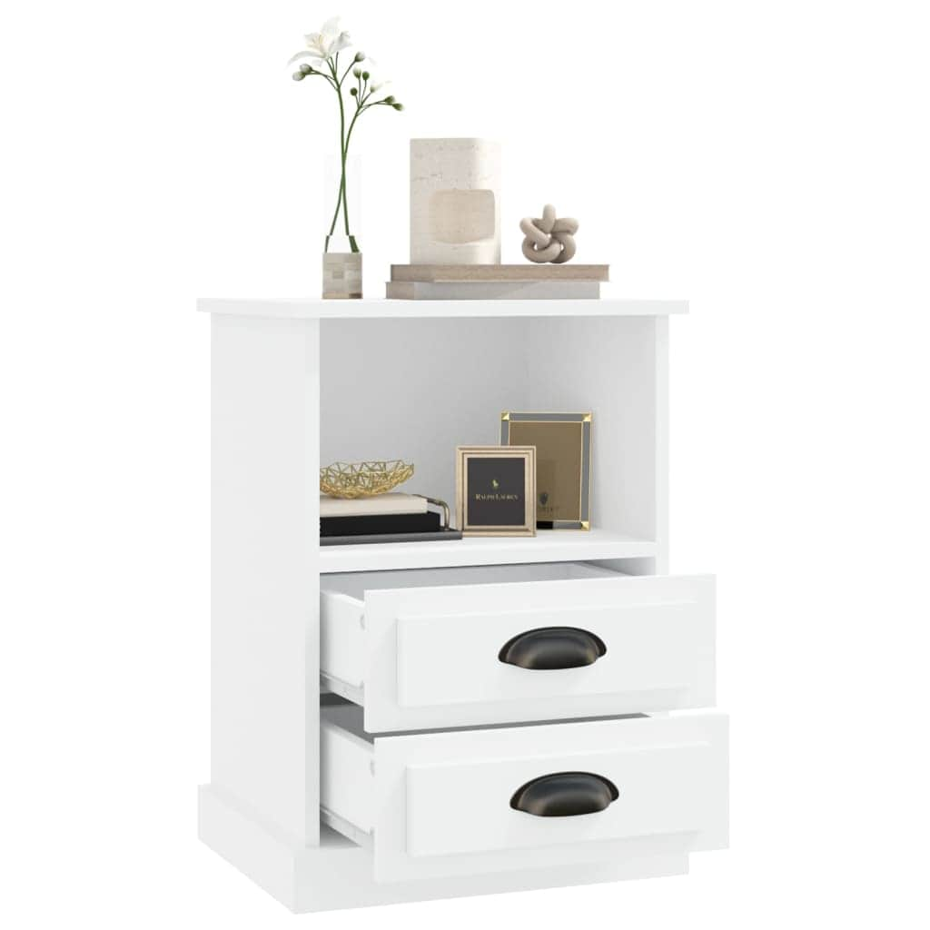 Set of 2 White Bedside Cabinets