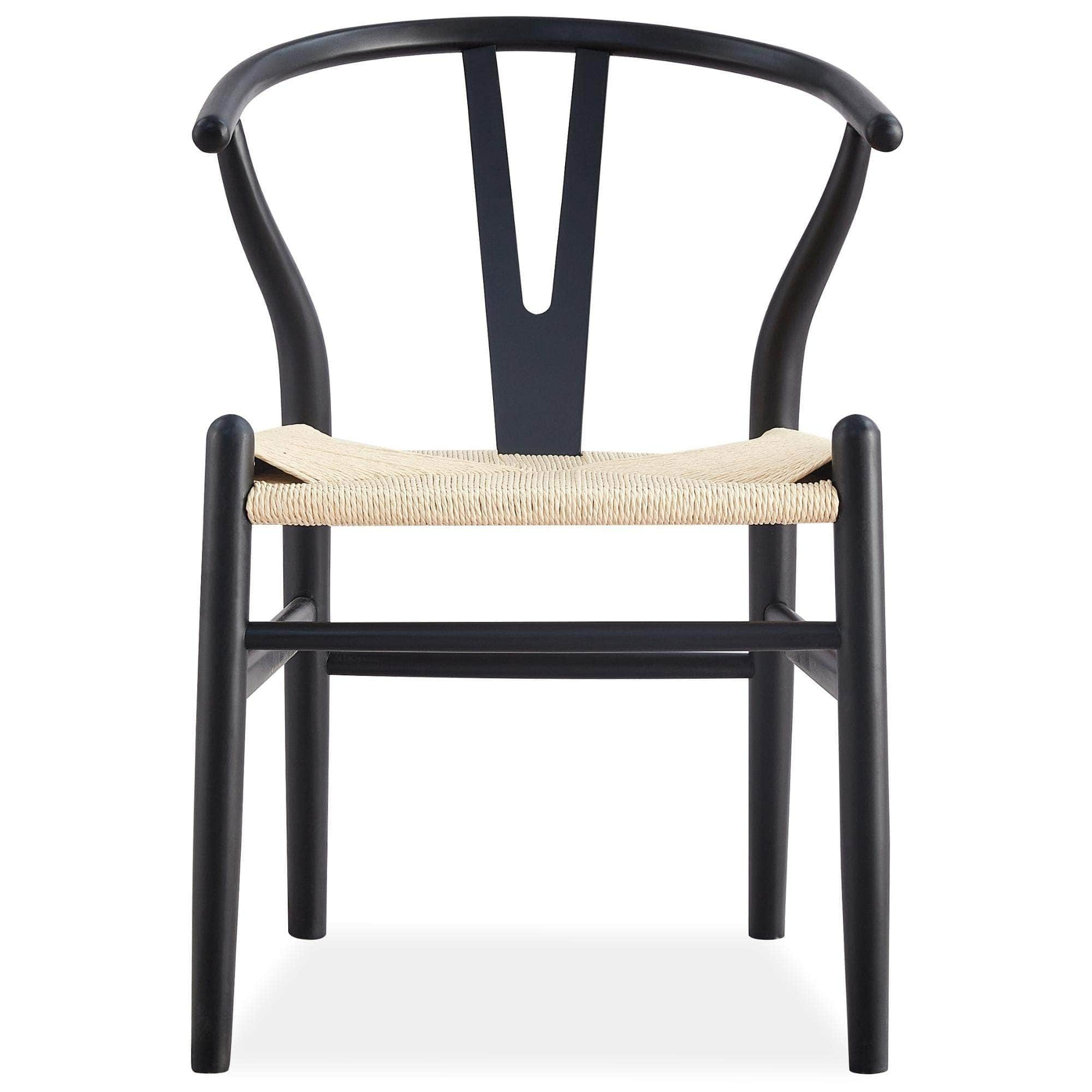 Set Of 2 Wishbone Dining Chair Beech Timber Replica Hans Wenger - Black