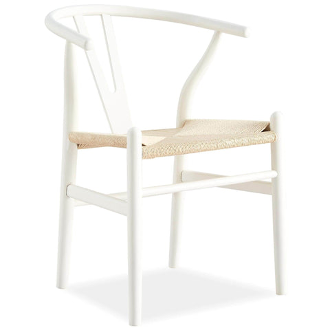 Set Of 2 Wishbone Dining Chair Beech Timber Replica Hans Wenger - White