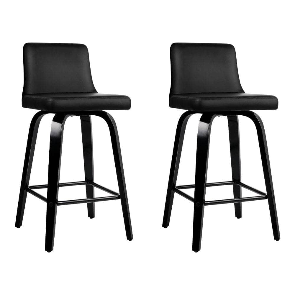 Set of 2 Wooden Bar Stool - Black