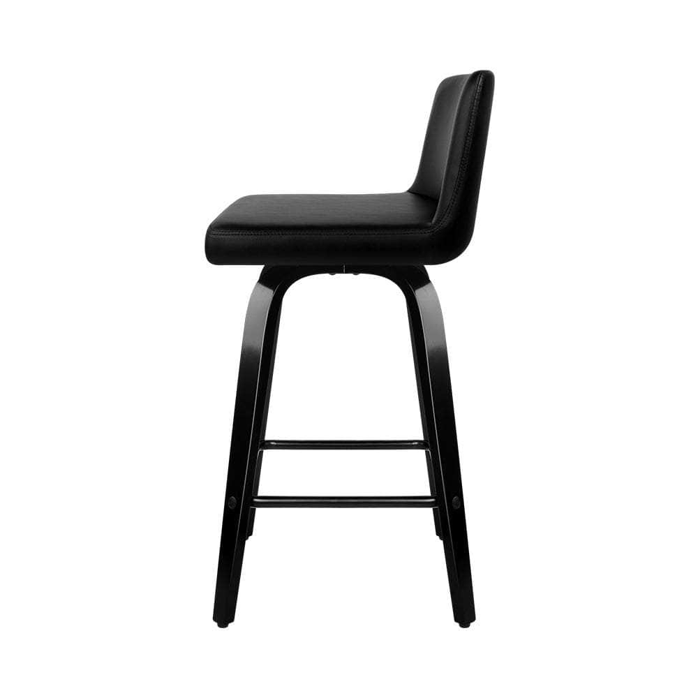 Set of 2 Wooden Bar Stool - Black