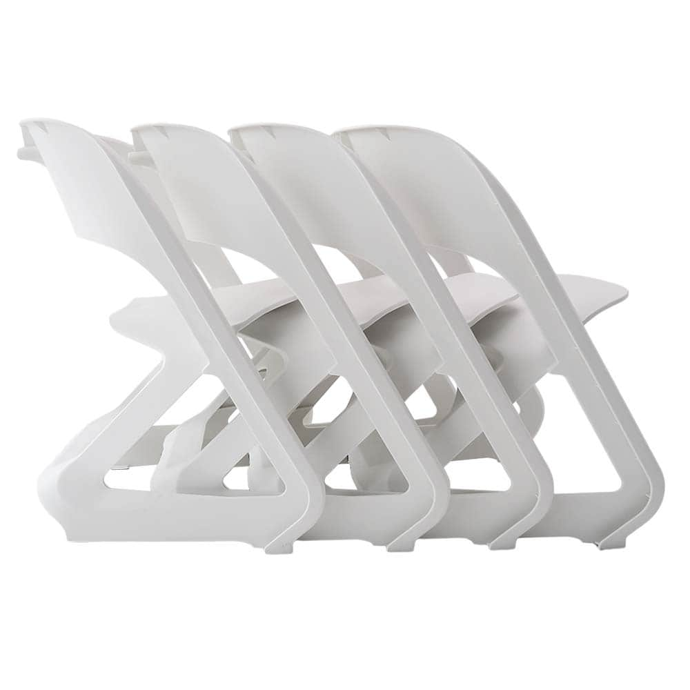 Set of 4 Dining Chairs Office Cafe Lounge Seat Stackable Plastic Leisure Chairs WH/GY/BL/OR/BG