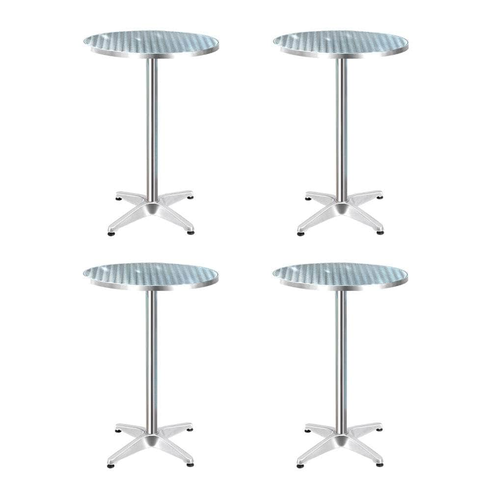 Set Of 4 Outdoor Bar Table Aluminium Round 70/110Cm