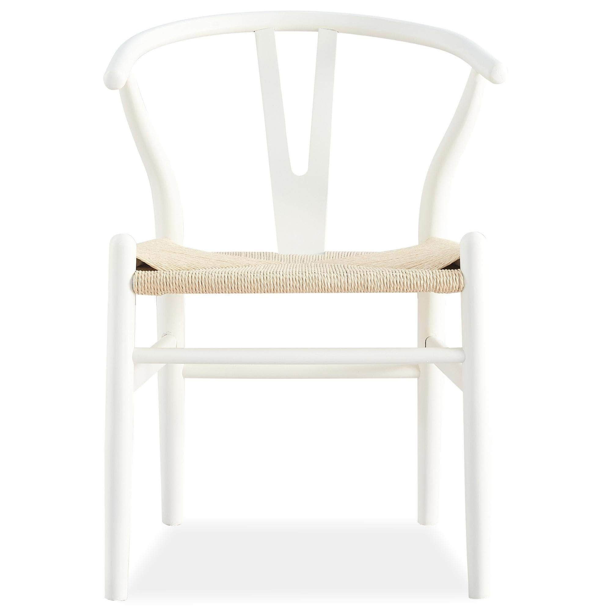 Set Of 4 Wishbone Dining Chair Beech Timber Replica Hans Wenger - White