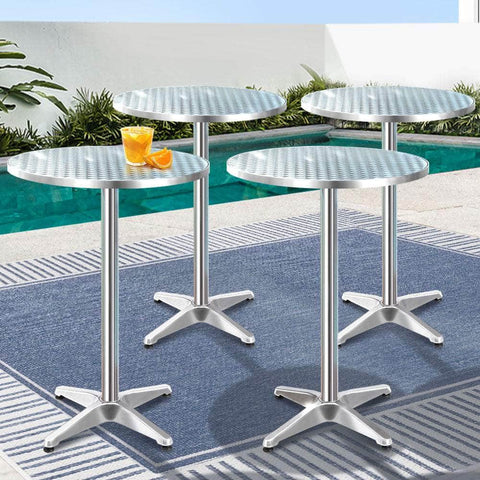 Set Of 6 Outdoor Bar Table Aluminium Round 70/110Cm