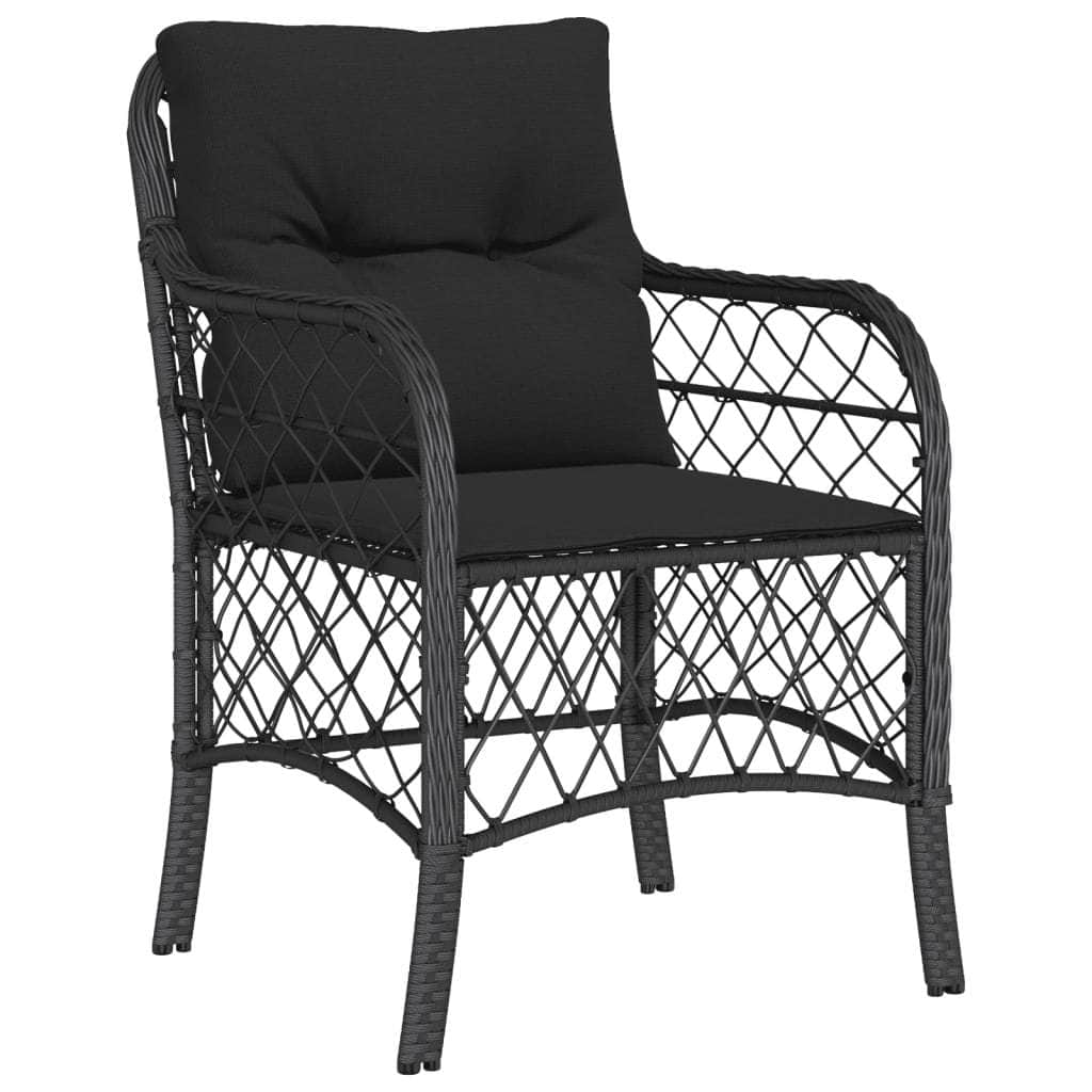 Shadow Haven: 5-Piece Outdoor Dining Set in Black Poly Rattan with Cushions