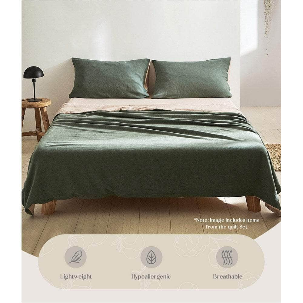 Sheet Set Cotton Sheets King Green Beige