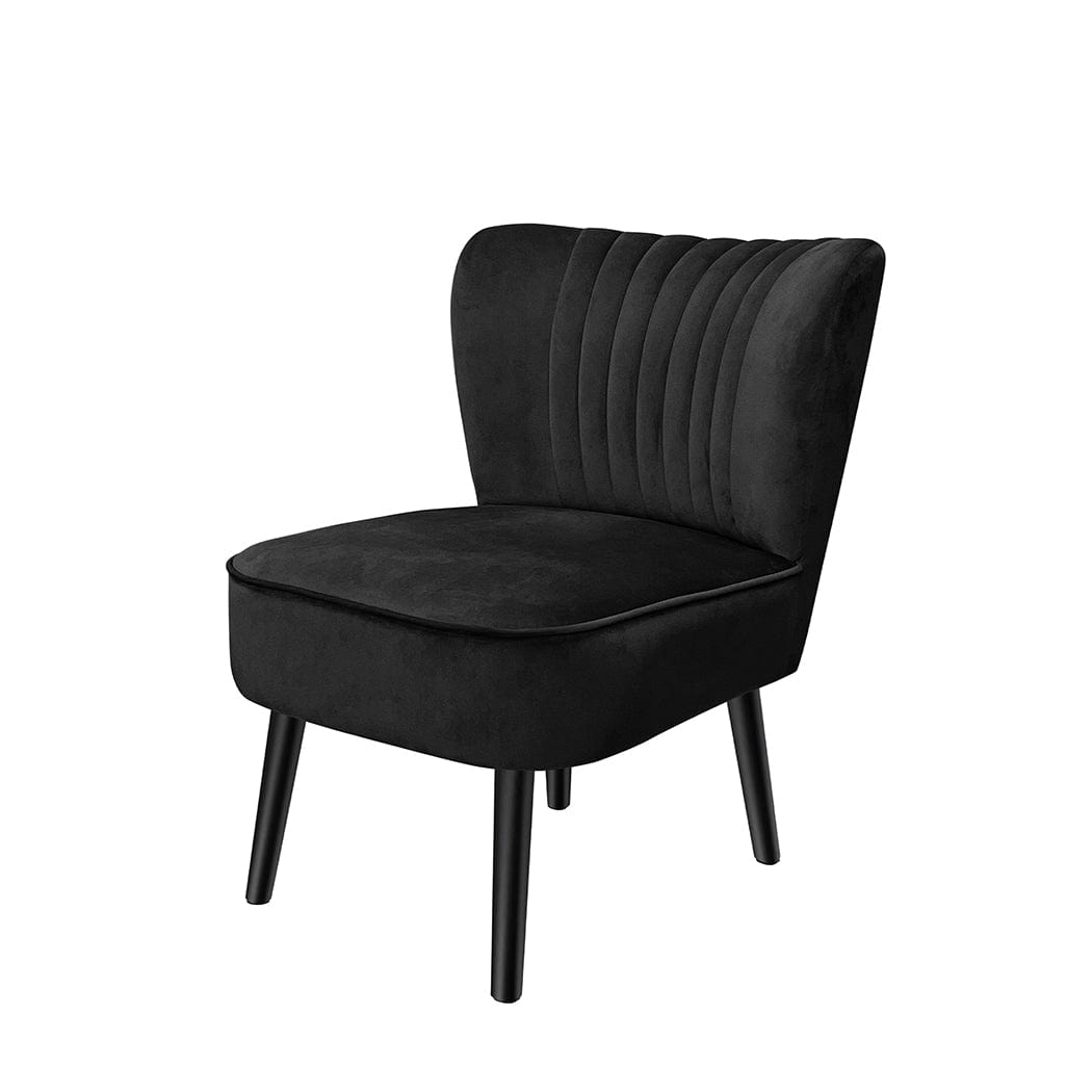 Shell Scallop Design: Black Velvet Accent Chair for Stylish Home