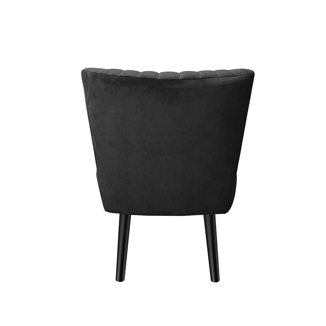 Shell Scallop Design: Black Velvet Accent Chair for Stylish Home