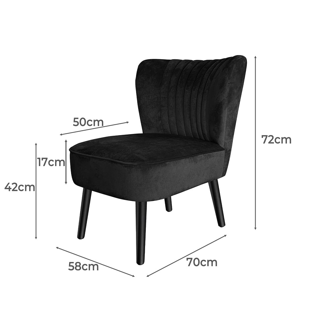 Shell Scallop Design: Black Velvet Accent Chair for Stylish Home