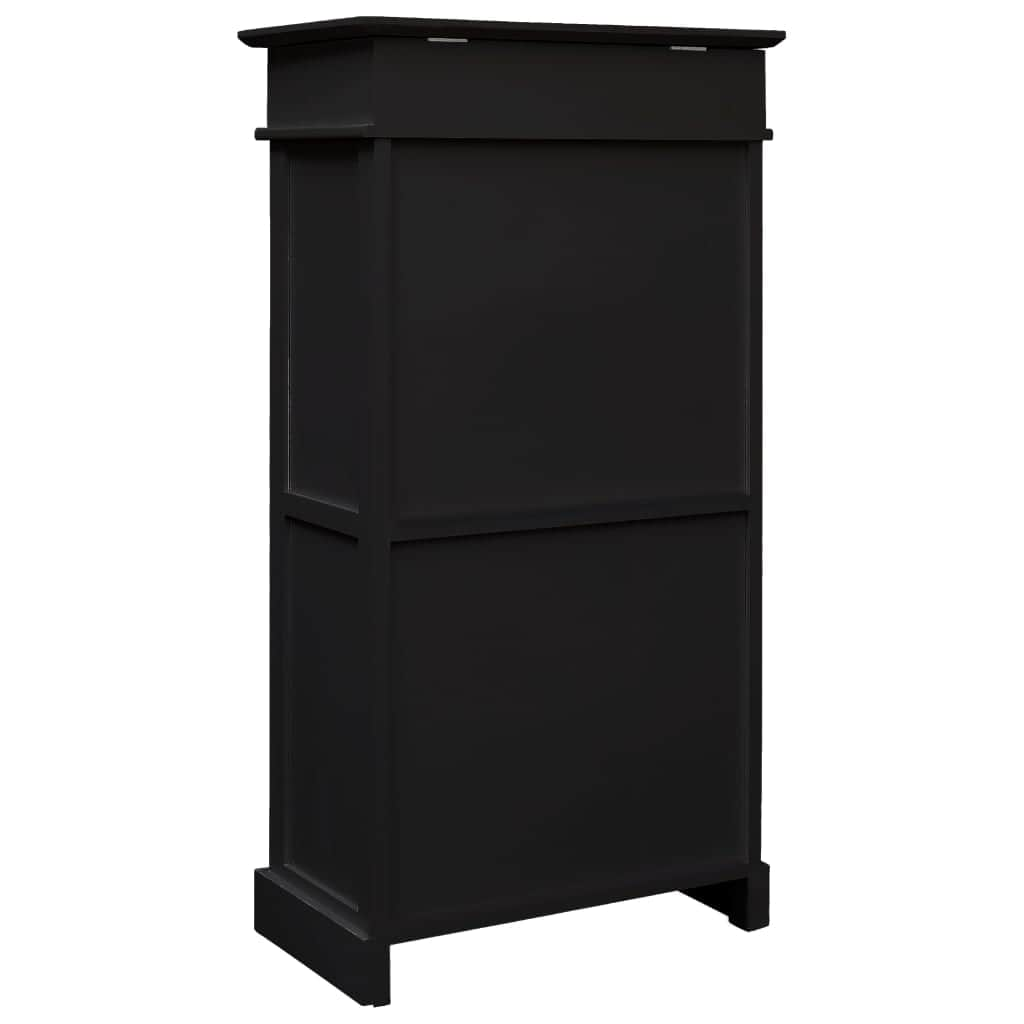 Shoe Cabinet Black Paulownia Wood