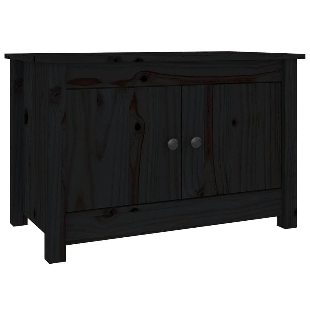 Shoe Cabinet Black Solid Wood Pine