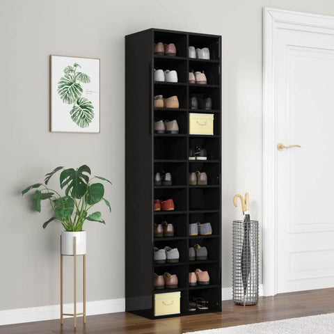 Shoe Cabinet High Gloss Black  Chipboard