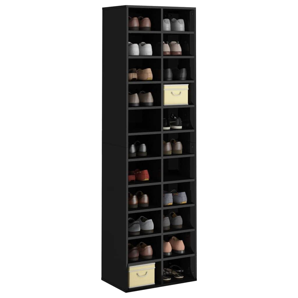 Shoe Cabinet High Gloss Black  Chipboard