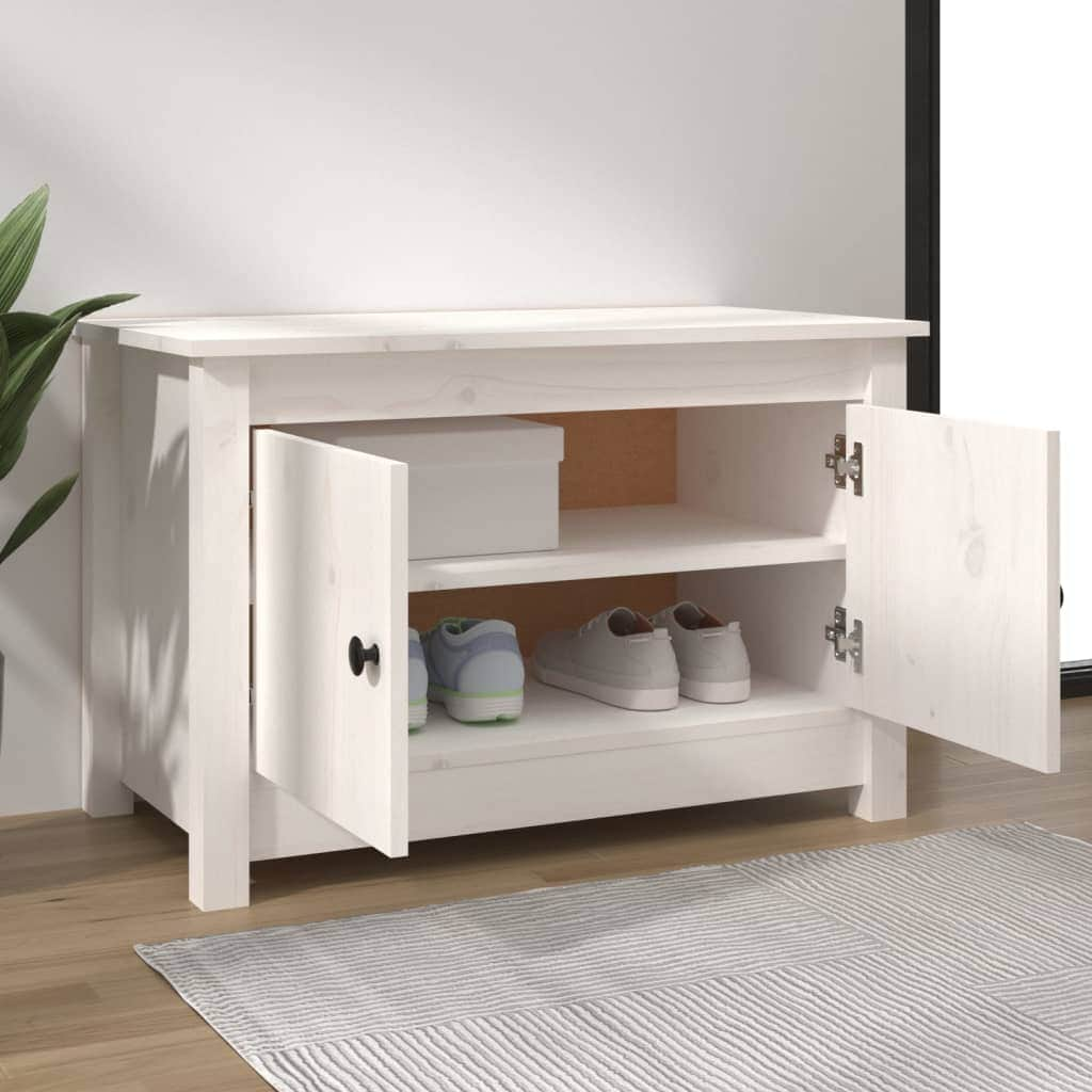 Shoe Cabinet White Solid Wood Pine