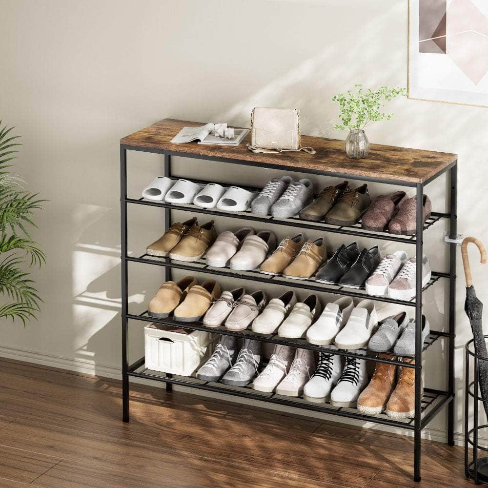 Shoe Rack 5-tier 25 Pairs Walnut Bob