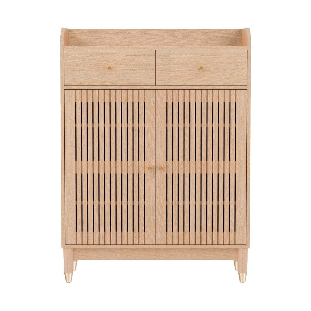 Shoe Rack Cabinet 4-Tier 16 Pairs Pine