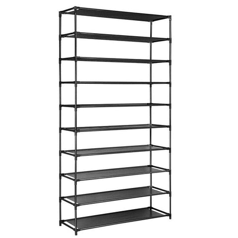 Shoe Rack Cabinet Stackable 50 Pairs 10-Tier Black