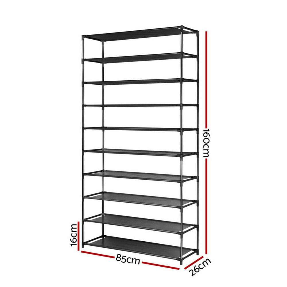 Shoe Rack Cabinet Stackable 50 Pairs 10-Tier Black