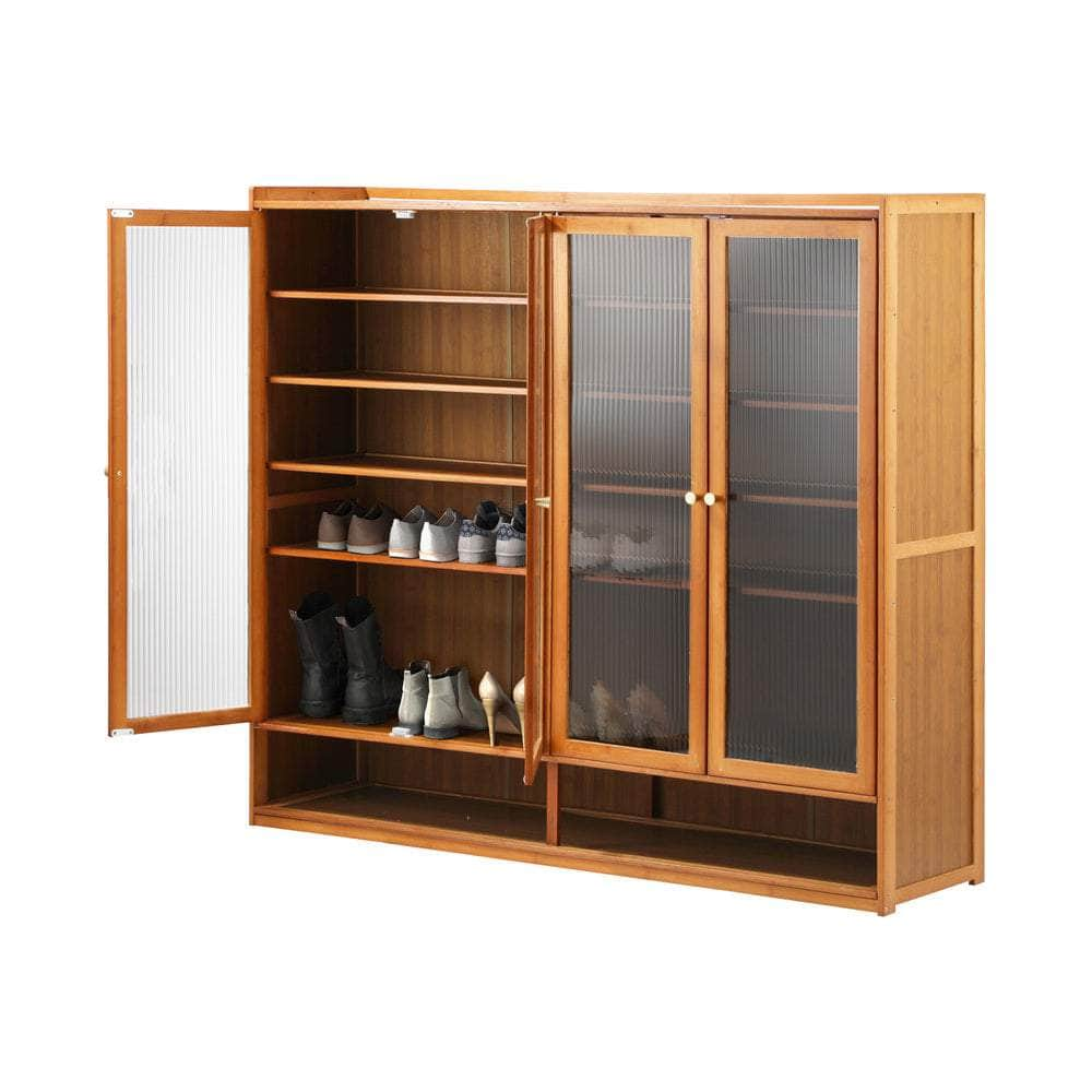 Shoe Storage Cabinet 3/4 Doors 7 Shelves Brown