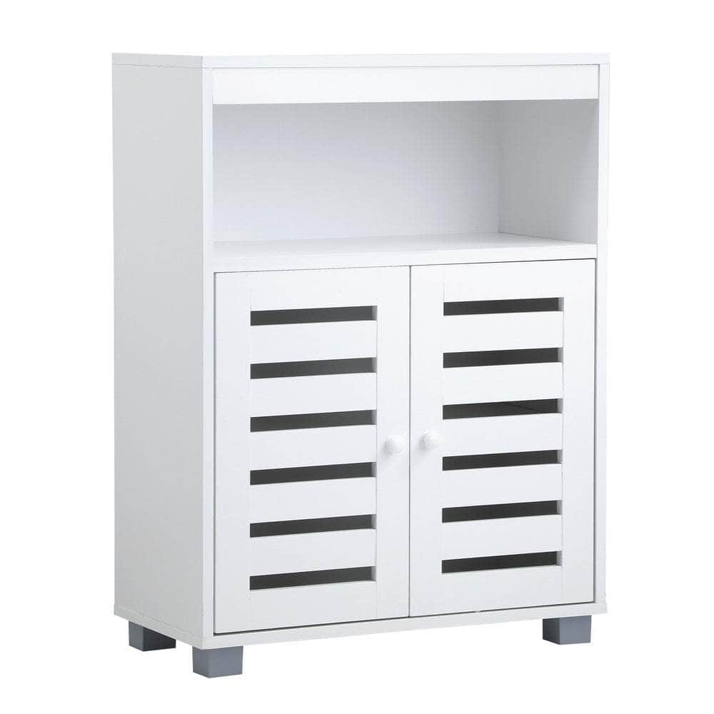 Shoes Storage Cabinet 2 Doors Black White Natural