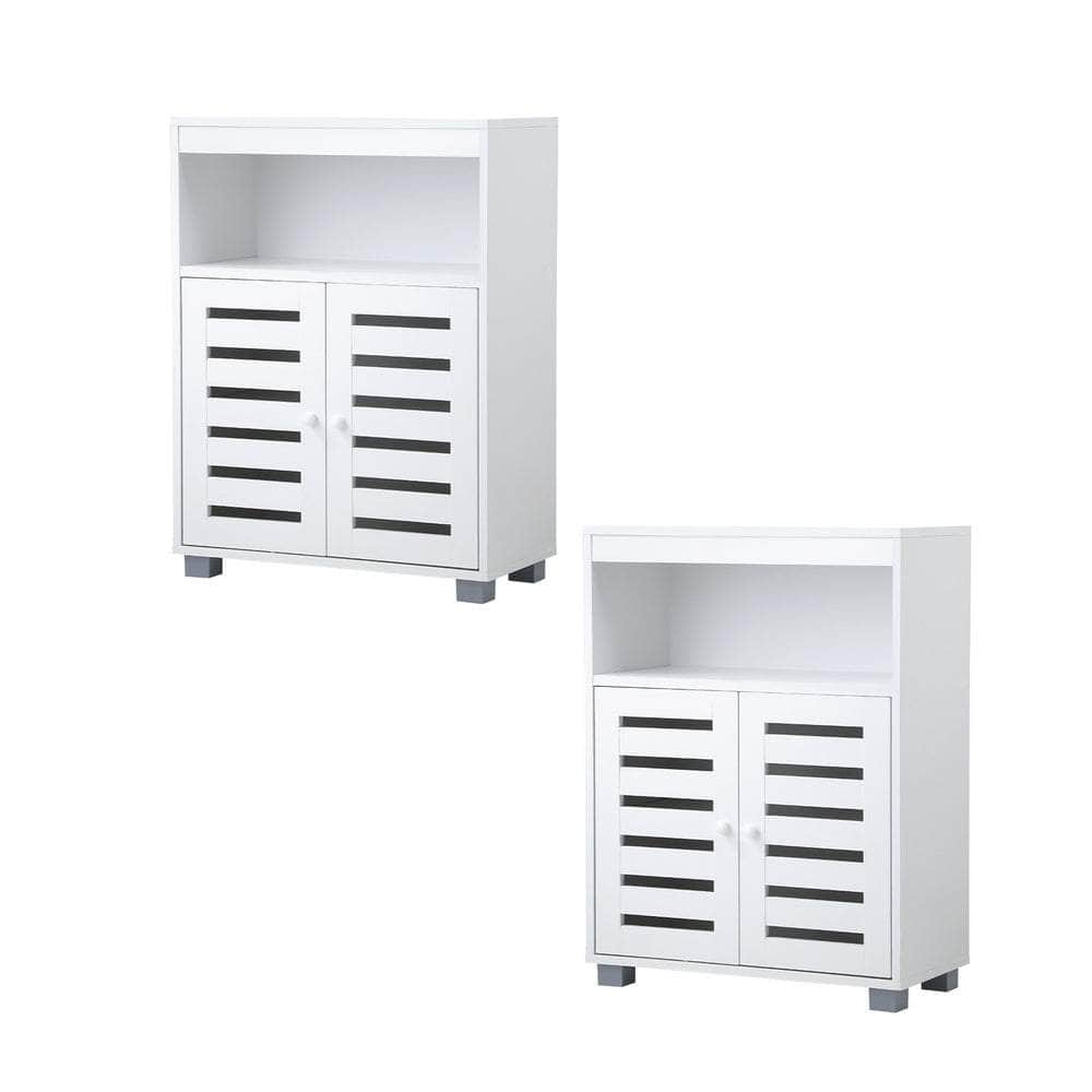 Shoes Storage Cabinet 2 Doors Black White Natural