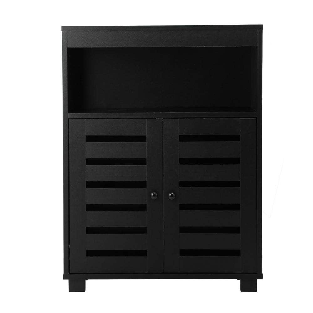 Shoes Storage Cabinet 2 Doors Black White Natural