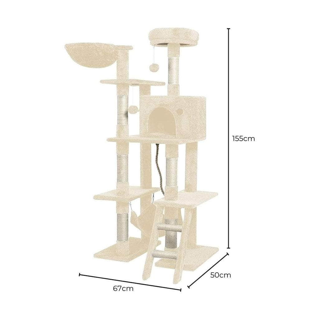 Shop the Ultimate 155cm Plush Cat Condo Cat Tree in Beige