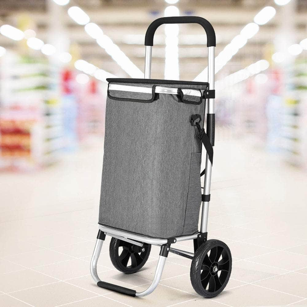 Shopping Trolley Cart 45Kg Foldable Grey