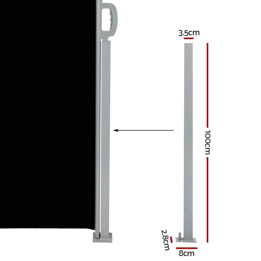 Side Awning Outdoor Blinds Sun Shade Retractable Screen 2X6M Bk